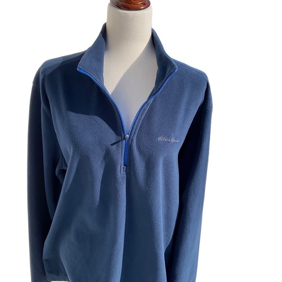 Eddie Bauer Men's Blue 1/4 Zip 100% Polyester Fleece Top - Picture 2 of 9
